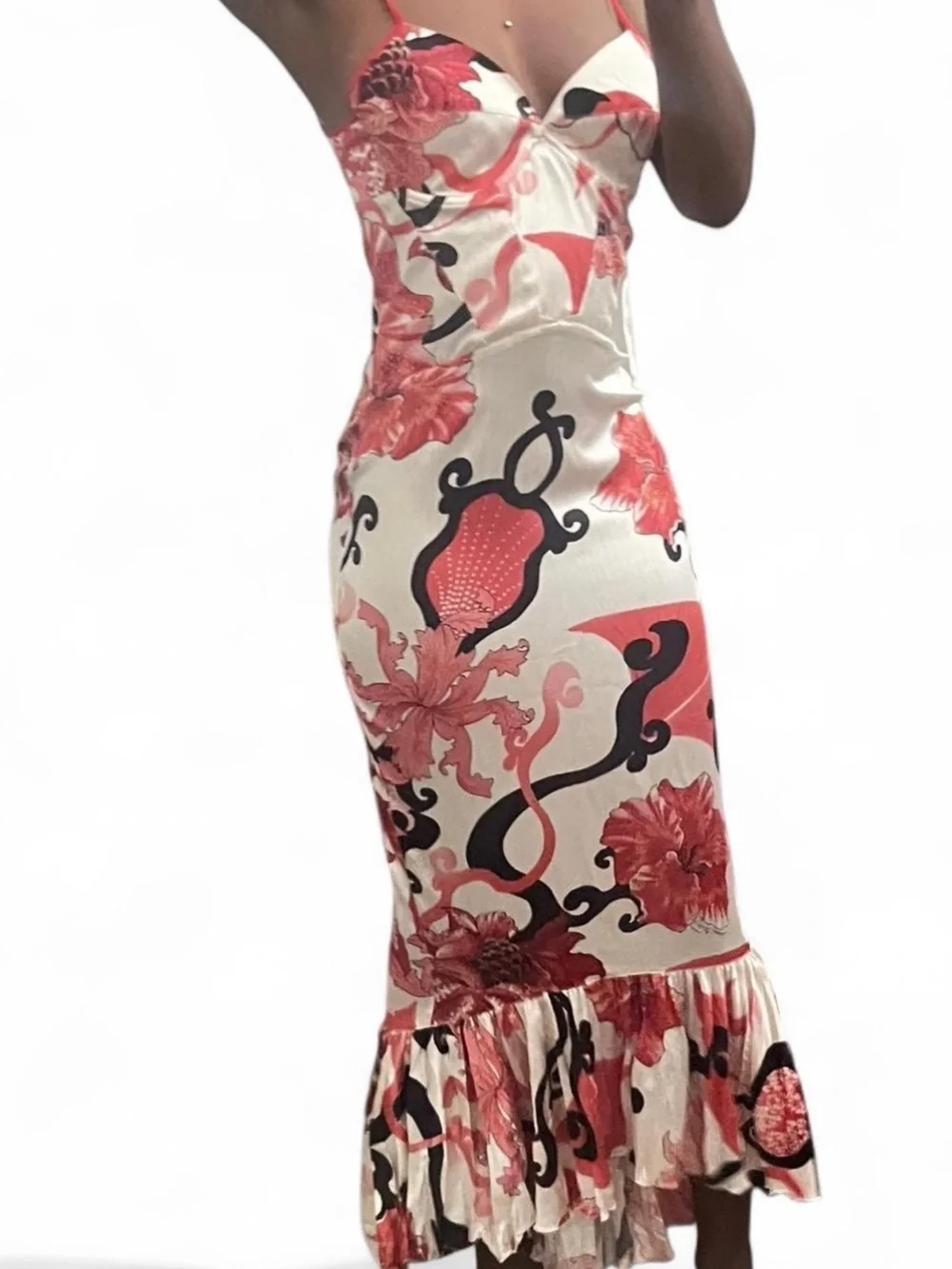 Just Cavalli by Roberto Cavalli Silk Abstract Mermaid Midi Dress Size 44 - Picture 10 of 14